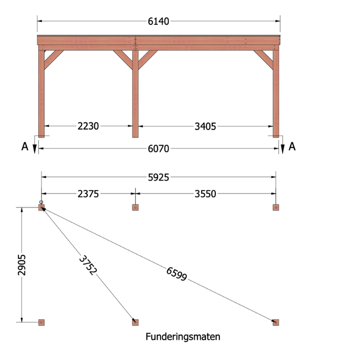 plattegrond douglas overkapping met schuur