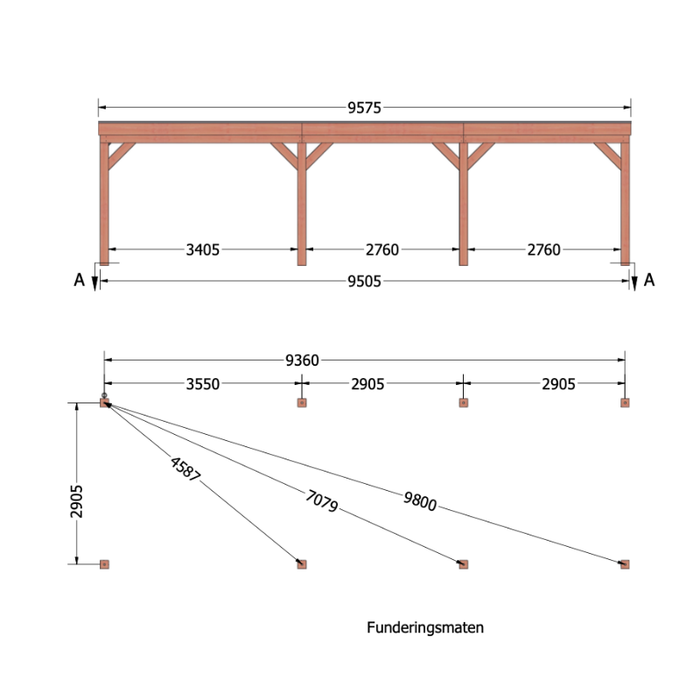 plattegrond douglas overkapping met schuur