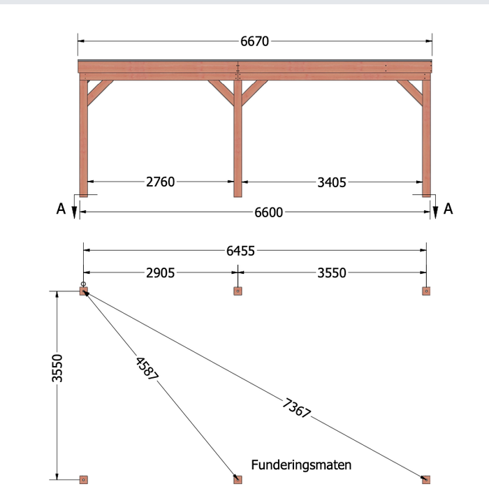 plattegrond douglas overkapping met schuur 